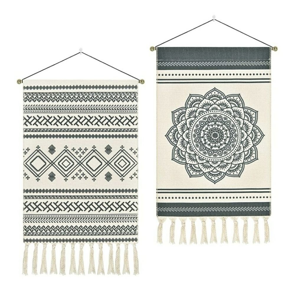 2 Pcs Macrame Woven Mandala tapestry